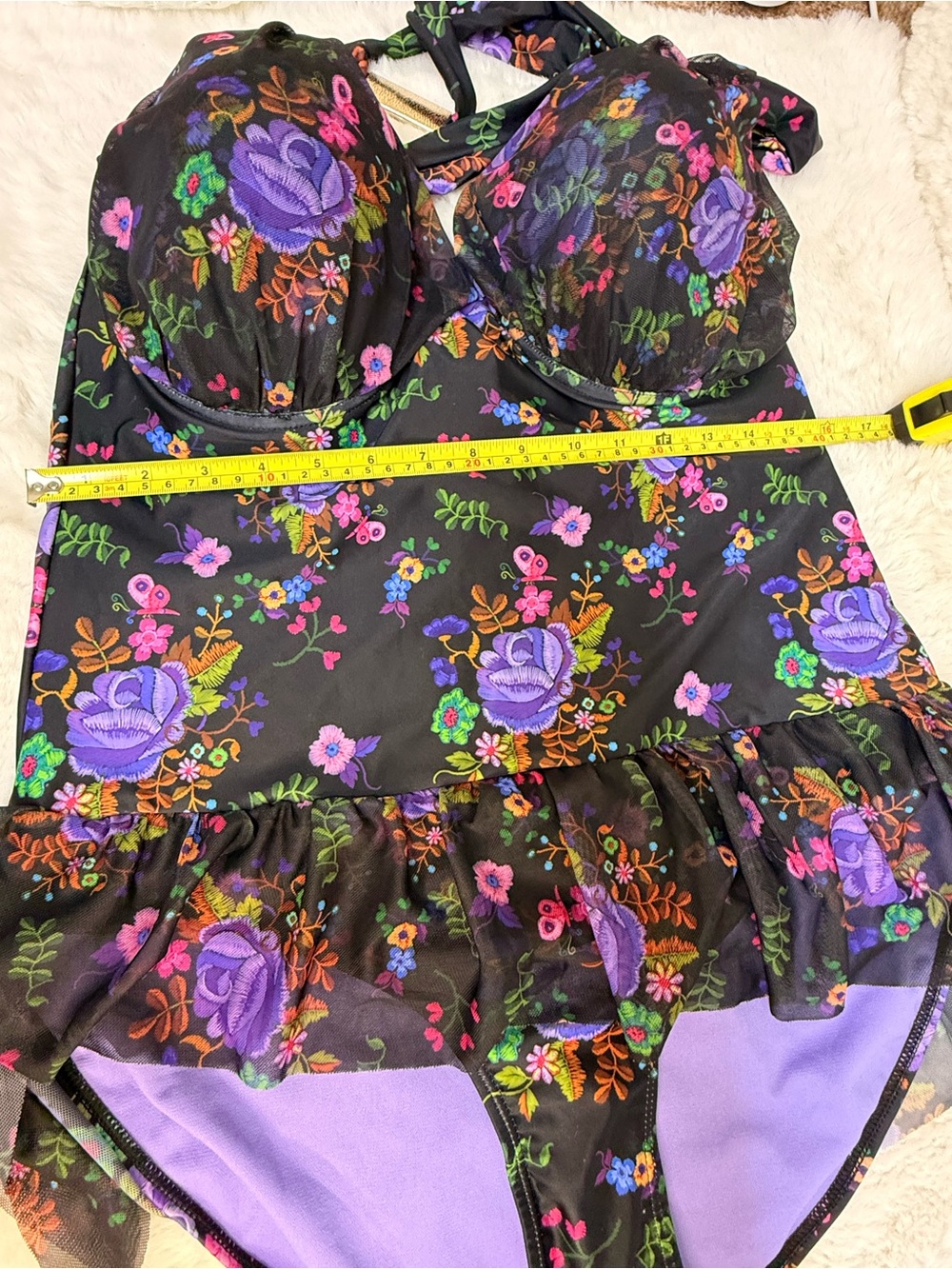 NWOT Gorgeous Marilyn Monroe Women's Ruffled Floral One Piece Swimswear sz 2XL - Picture 11 of 15